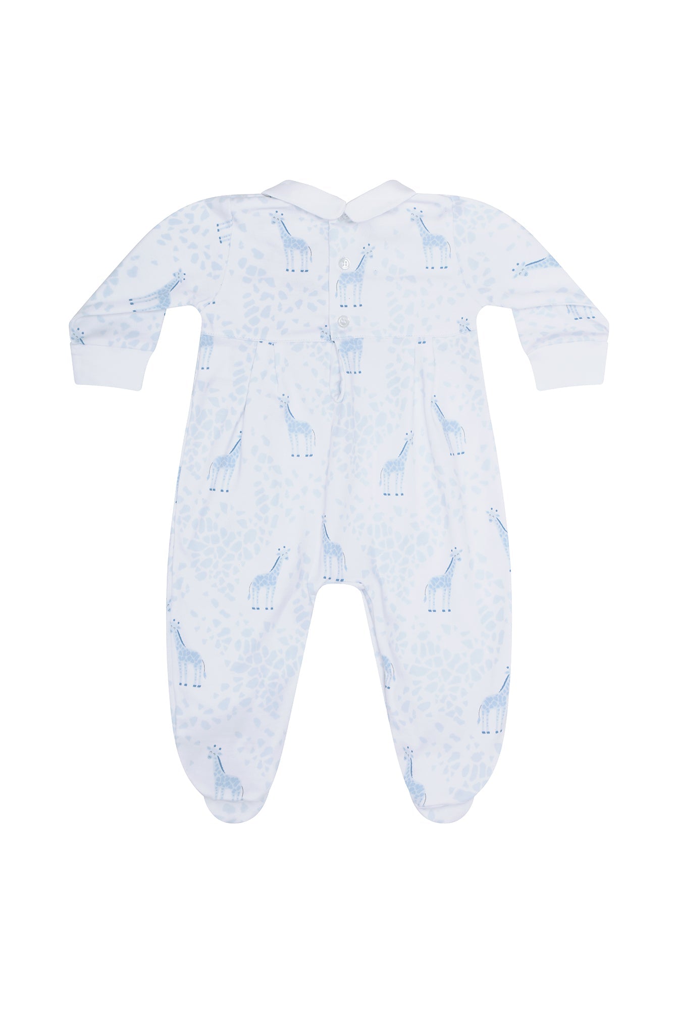 Image of Blue Giraffe Print Smocked Footie